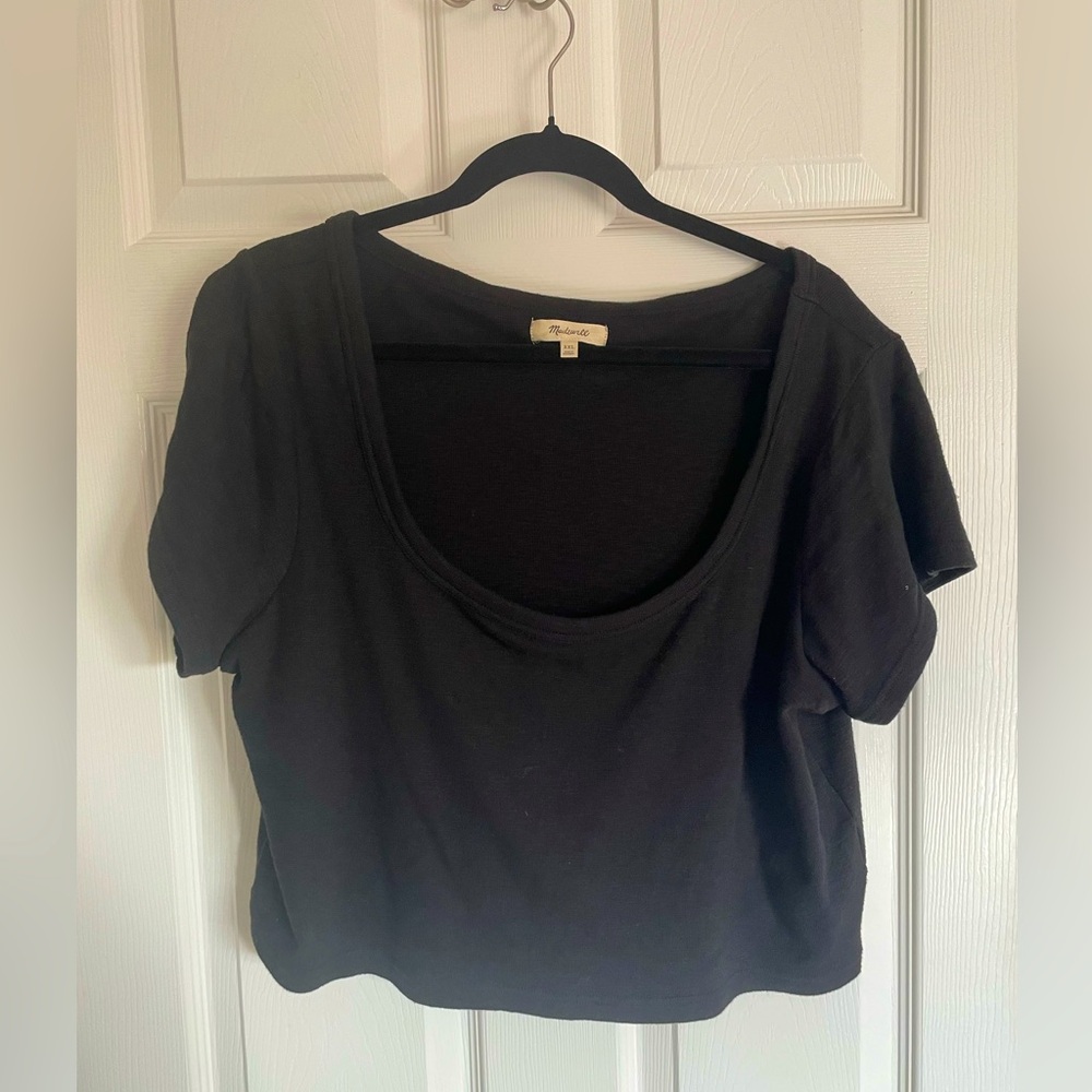 Madewell black short sleeve tshirt crop top XXL